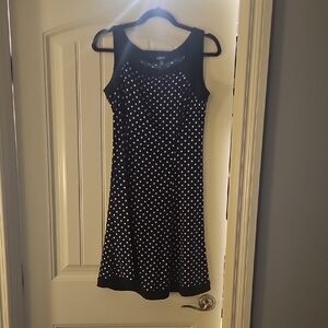 Chaps Black and White Polka Dot Mini Dress